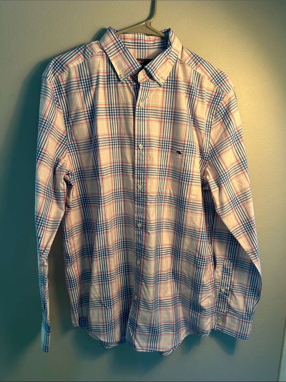 Vineyard Vines Men’s Blue & Red Plaid Button-Down Shirt